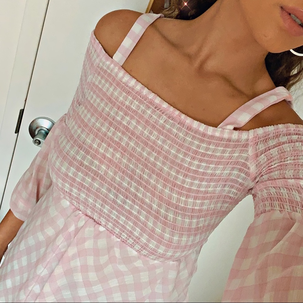 Pink and White Blouse